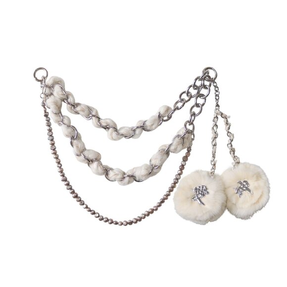 \'Eros\' Bag Chain - Baroque Freshwater Pearl Chain W/ Rubbit Fur Charm